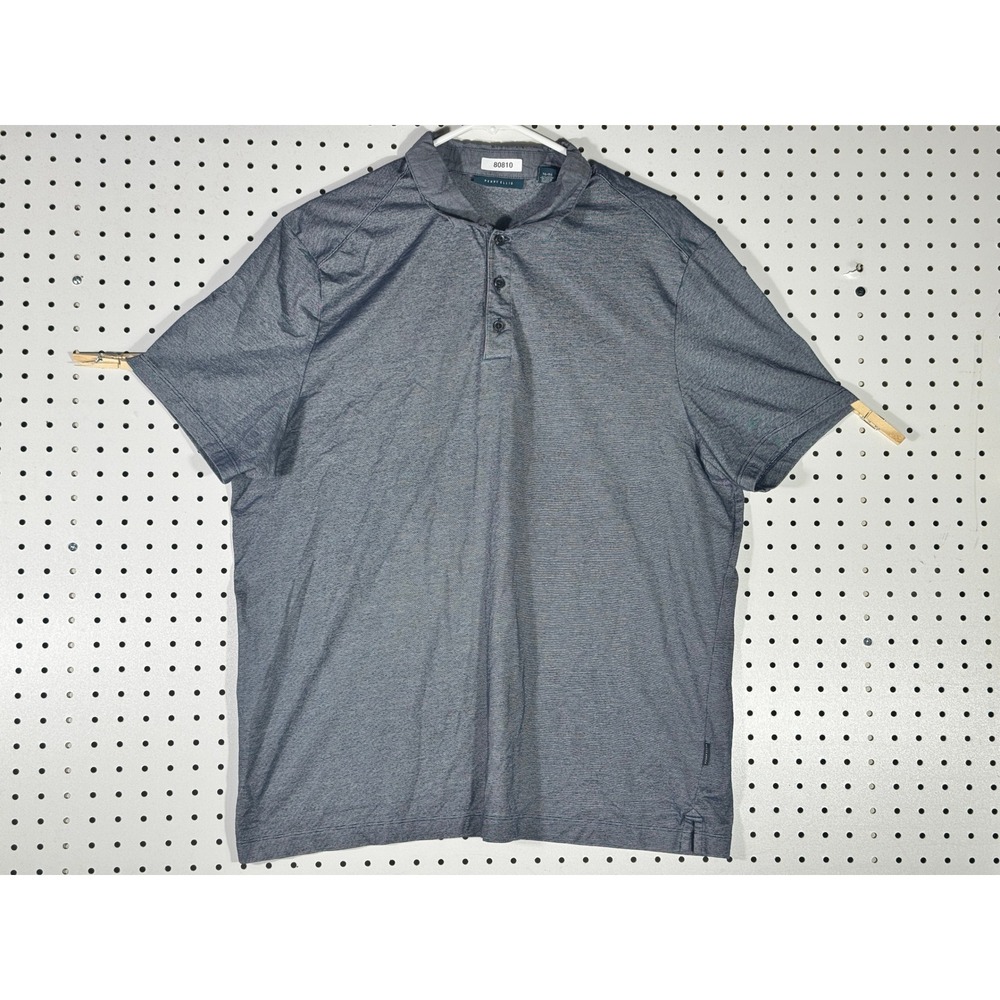 Perry Ellis Mens XL Gray Short Sleeve Cotton Blend Polo Shirt Casual Classic Fit